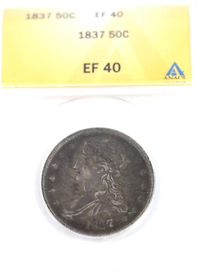 1837 Capped Bust Half Dollar : ANACS EF40 - Image 1 of 4