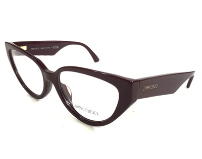 Monturas de gafas Jimmy Choo JC3023HU 5057 Borgoña Ojo de gato Borde completo 53-16-140 Foto 1 de 4