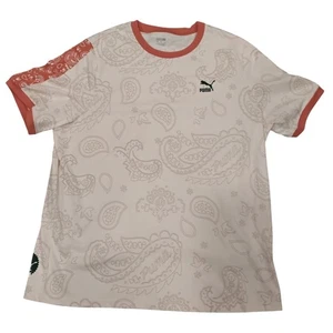 PUMA Relaxed Fit Men's XXL Paisley Bandana Graphic T-Shirt New Coral Trim - Picture 1 of 7