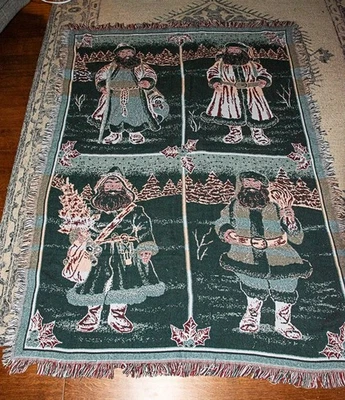 Vintage Goodwin Weavers Santa Claus  Afghan Throw 48" X 68" - Image 1 of 2
