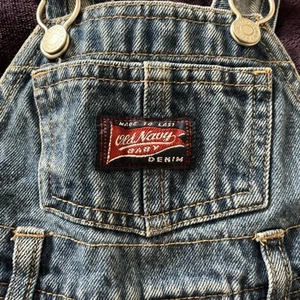 Vintage Old Navy infant Baby Sz 3-6 Mo Months Snap Bib Overalls Blue Jean Denim - Picture 1 of 4
