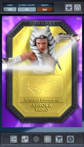 Ahsoka Tano - Gold Signatures Viola Epic - Star Wars Card Trader Foundry - Foto 1 di 1