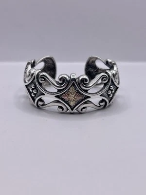 Vintage Black Hills 10k Gold on Silver 925 Cuff Bracelet 6.5in Wrist 40.9 grams - Image 1 of 4