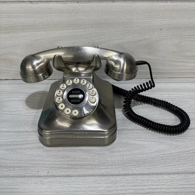 POTTERY BARN Grand Phone 6.5x9.5" botón pulsador de metal cepillado *el acabado muestra desgaste* Foto 1 de 4