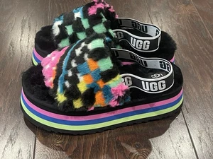 UGG Damen Disco Checks Pantoletten Plateau Hausschuhe Pantoletten 1130877 Größe 9 - Bild 1 von 7