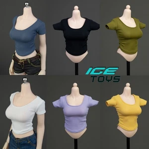 Camiseta curva ceñida cintura arrugada 1/6 para mujer modelo de ropa para figura de 12" - Imagen 1 de 29