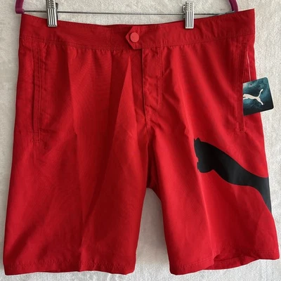 Puma 20” Boardshorts Rojo Para Hombre 32 Bañador Grande Logo Ajuste Regular Repelente al Agua Foto 1 de 4