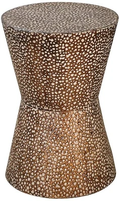 Mesa Rústica Cobre Bronce Acento 14" Ancho Marrón Piedra Polvorienta Esmalte Salón Foto 1 de 3