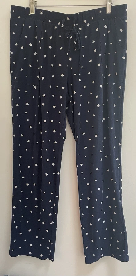 Lucky Brand Women's Allover Stars Polyester Adjustable Waist Lounge Pants Navy L - Image 1 of 4