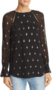 Camicetta Joie donna nera caviale Mosi stampa metallizzata taglia M $298 nuova con etichetta - Foto 1 di 6