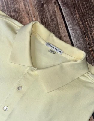 Camisa polo de golf Peter Millar de algodón para hombre talla grande gris amarillo Foto 1 de 4