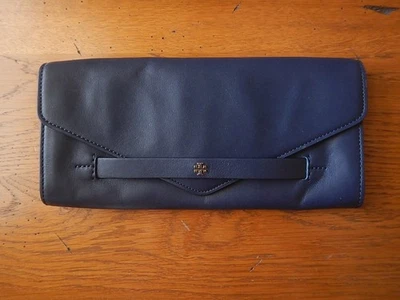TORY BURCH DARK BLUE LONG LADIES ENVELOPE WALLET / CLUTCH PURSE - Imagem 1 de 4