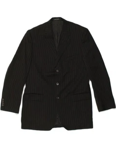 CHAPS Mens 2 Button Blazer Jacket UK 42 XL Black Pinstripe Wool AD66 - Picture 1 of 4