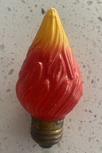 Vintage Figural Glass Light Bulb Clear Yellow Flame Christmas Glass RARE 1940s - Picture 1 of 10