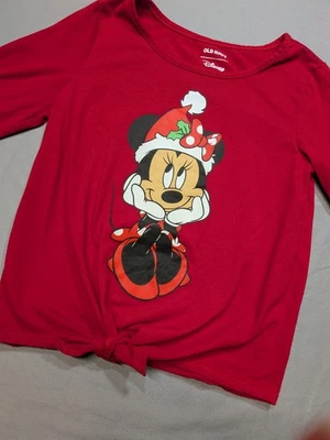 Camisa Roja Manga Larga Navidad Mini Ratón Disney Azul Marino Antigua Talla Lg 10/12 Foto 1 de 4