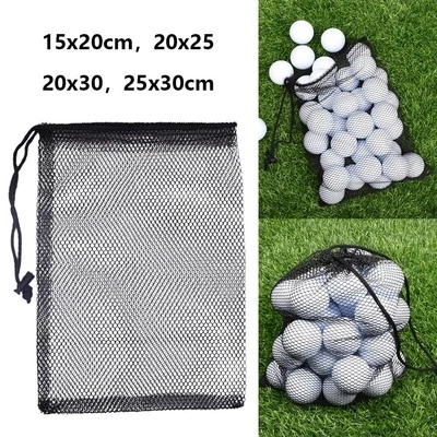 High quality Golf Ball Storage Bag with Pull Cord Nylon Material Black - Image 1 of 4