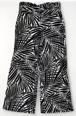 Blue Saks Fifth Avenue Large Black & White White Wide Leg Stretch Resort Pant - Image 1 of 4