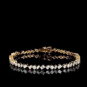 4.00 TCW Lab Grown Diamond Tennis Bracelet Mixed Shape 14KT Yellow Gold - Picture 1 of 8