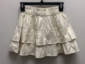 Crewcuts Collection Girls Gold Metallic Tiered Skirt Sz L 10-12 New - Picture 1 of 8