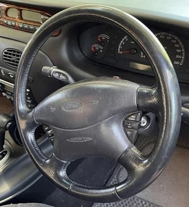 FORD AU GHIA STEERING WHEEL BLACK LEATHER .USED CONDITION. - Picture 1 of 9