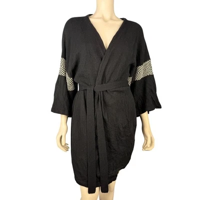 Cárdigan Pierre Cardin Talla L Lana Angora Cinturón Kimono Negro Chevron Hong Kong Foto 1 de 4
