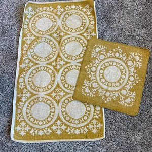 Martex Pepperell Vintage Gold Weiß Badetuch & Waschlappen Made In USA - Bild 1 von 6