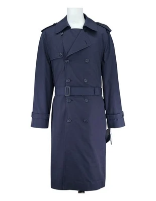 Тихий роскошный Newport гавани Тренч мужчин 42 темно-синий подпоясанный дождевик пальто новый с Ярлыками - Изображение 1 из 4