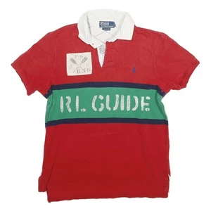 POLO RALPH LAUREN Womens Red & Green RL Guide Cotton Short Sleeve M Polo Shirt - Picture 1 of 6