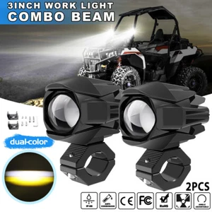 Pair 3" inch LED Work Light Bar Amber White Spot Pods For Polaris Can-am UTV ATV - Bild 1 von 17