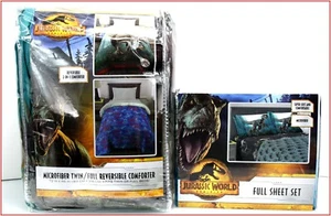 5 Piece- Jurassic World Dominion Comforter + Sheet Set - T-Rex  Dinosaurs - FULL - Picture 1 of 12