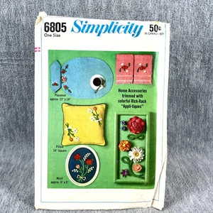 Manteles de almohada Simplicity 6805 servilletas con transferencias bordadas patrón vintage - Imagen 1 de 6