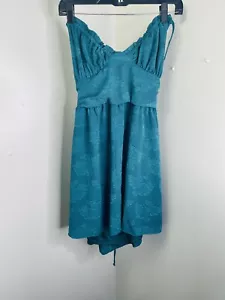 Wild Fable Juniors Sleeveless Open Back Ruched Skater Dress, Green, Large  - Picture 1 of 5