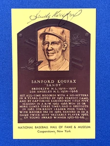 SANDY KOUFAX SIGNED NATIONAL BASEBALL HOF PLAQUE CARD LA DODGERS 3X CY YOUNG PSA - Picture 1 of 2