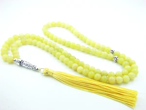6 mm RUND x 99 ZITRONENJADE ISLAMISCHE GEBETSPERLEN KORAN TASBIH MASBAHA GESCHENK - Bild 1 von 6