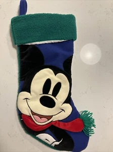 Disney Christmas Stocking Mickey Mouse 19” Fleece Blue Green - Picture 1 of 10