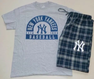 NEW YORK YANKEES HERREN SCHLAF LOUNGE PYJAMAHOSE T-SHIRT SET NEU MIT ETIKETT M L XL 2X NEU IN VERPACKUNG - Bild 1 von 4