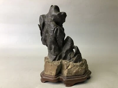 Y7752 OKIMONO Suiseki piedra de visualización soporte de madera Japón decoración antigua interior Foto 1 de 4