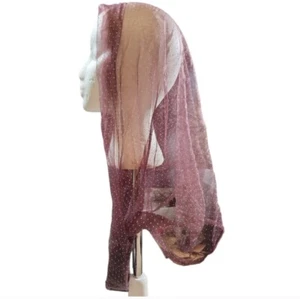 Vintage Schal transparent gepunktet lila creme mit Verschluss - Bild 1 von 3