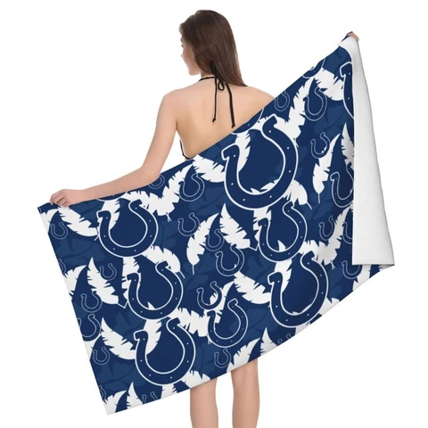 Indianapolis Colts Microfiber Absorbent Bath Towel Print Travel Blanket 32*52" Cover