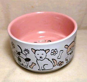 Vibrant Life Ceramic Pet Bowl Pink and White Glaze, 4.5 in - Picture 1 of 7