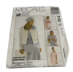 Chaqueta McCalls 2 Horas Costura Patrón 8152 Mujer Día Colección Talla 20 22 24 - Imagen 1 de 6
