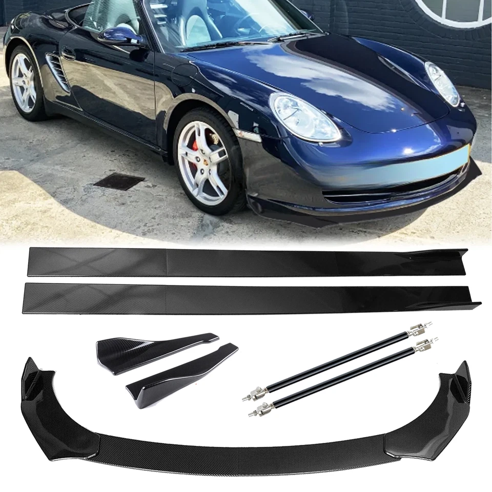For Porsche Boxster 04-08 Front Lip Chin Bumper Bod Kits Side Skirt Carbon Fiber - Imagem 1 de 4