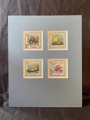 impresión en miniatura. Guardería bebé. habitación infantil.  arte de pared estera azul vehículos Foto 1 de 4