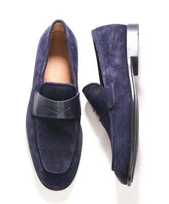 $880 SALVATORE FERRAGAMO - *FUNES* Blue Suede Penny Loafer - 12 E US - Image 1 of 4