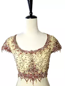 Women's Saree Blouses Crop Top Indian Bollywood Sari georgette Choli top - Picture 1 of 17