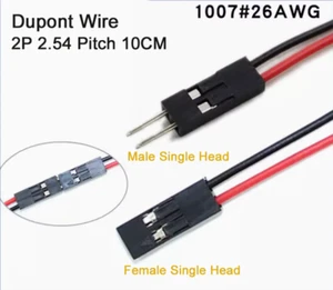 Dupont Wire Male/Female Single Head Plug Wire Connecting line 2P 2.54 Pitch 10CM - Picture 1 of 3