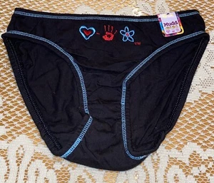 Mudd Girl Vintage Black Sz L 10 12 Cotton Brief Panties Embroidery Underwear - Picture 1 of 7