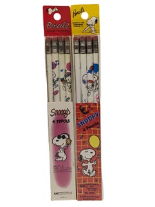 2-1958-71 Peanuts Snoopy Pencils By Empire Pencil Corp-4pk Sealed Free Shiupping - Picture 1 of 11