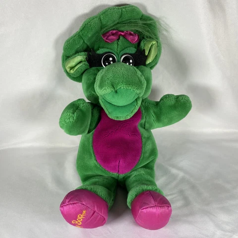 Vintage Baby Bop 1992 Plush Dinosaur 15" Barney Green & Purple Lyons Group Plush Cover
