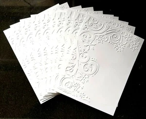 10 FLURRIES White Embossed A2 Card Fronts Recollections Cardstock Paper - Picture 1 of 2